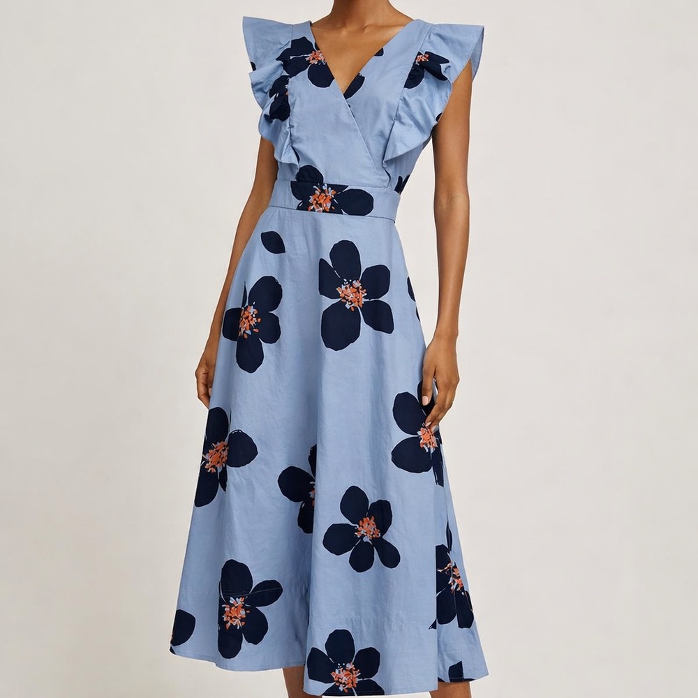 Kate Spade  Blue Floral Dress Size 3 US 8